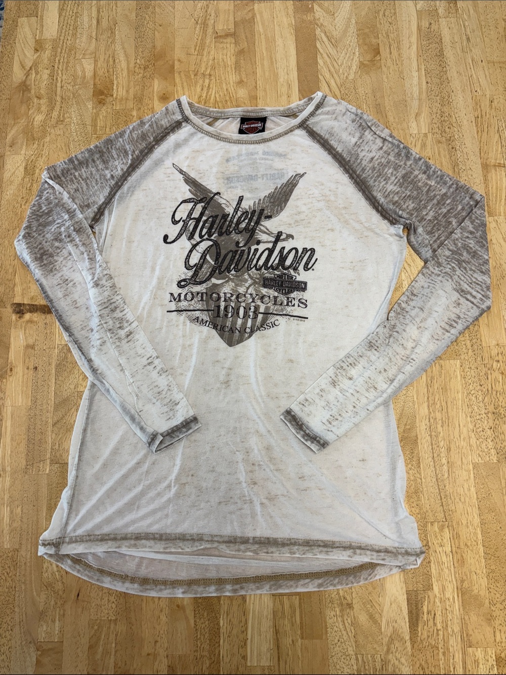 Harley Davidson Pocono Mountain Burnout Raglan Long Sleeve Graphic Tee M